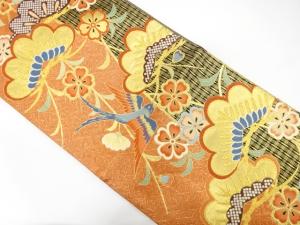 笠松に桜・鳥模様織り出し　振袖用袋帯